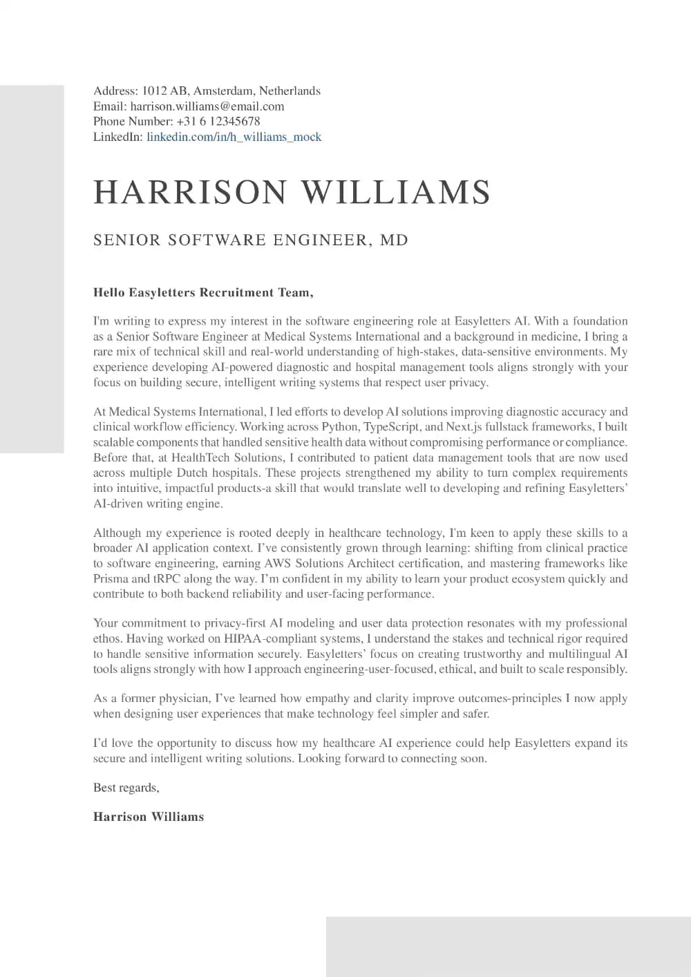 Motivation or cover letter template 1