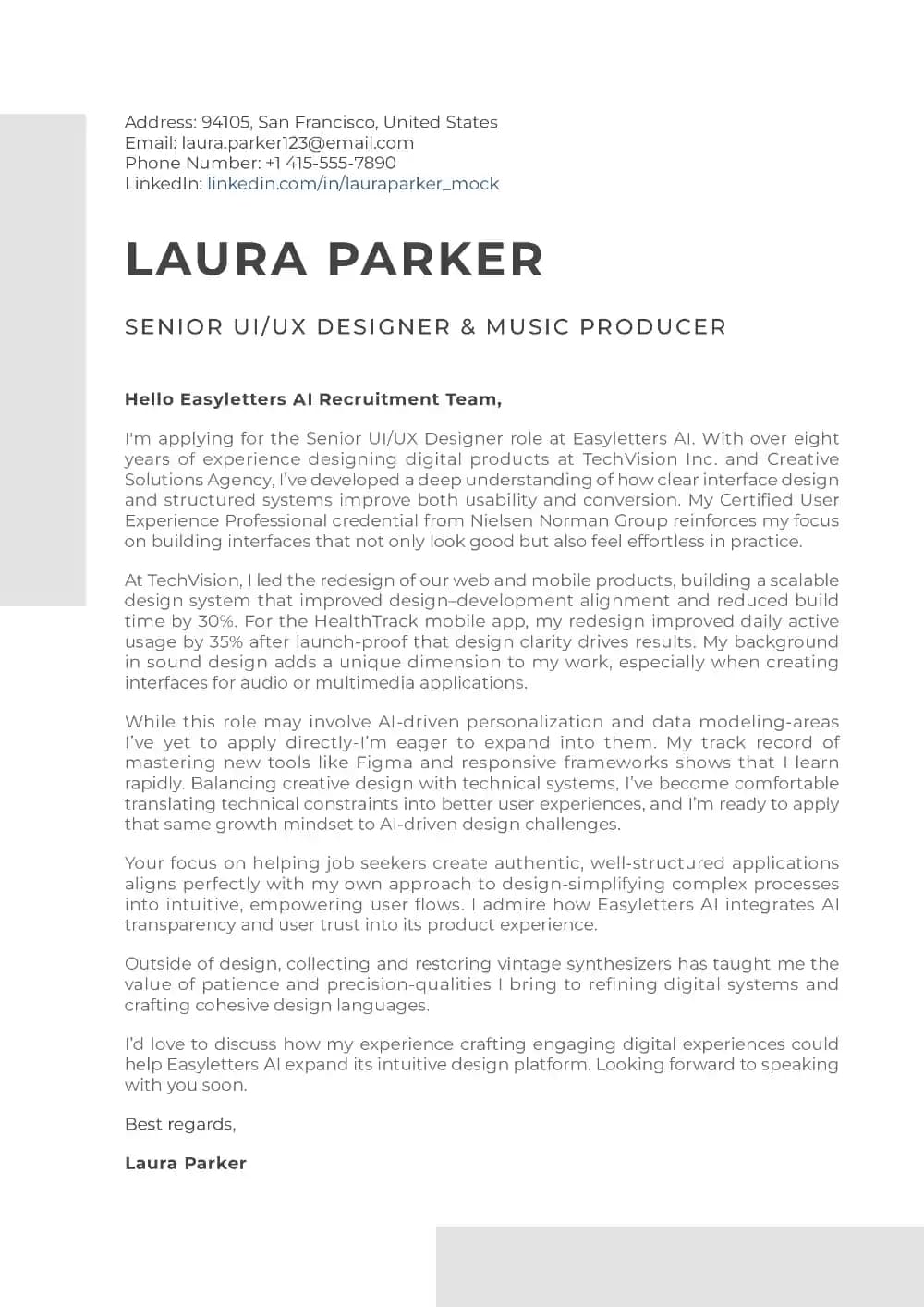 Motivation or cover letter template 2